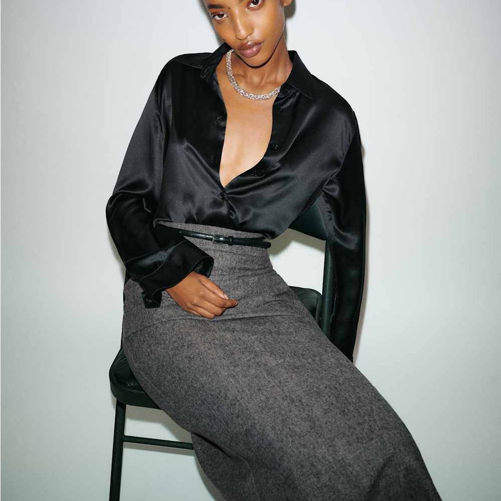 Reformation Black Silk Top